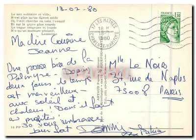 Zachód słońca nad morzem — widok wybrzeża — wydawca Artaud Frères — Rewers