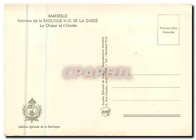 Marseille — Interior da Basílica N.-D. de la Garde — O Coro e a Abside — Edição Especial da Basílica — Verso