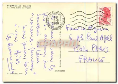 Saint-Jean-de-Luz — A porta murada da igreja — Cimcrome — Verso