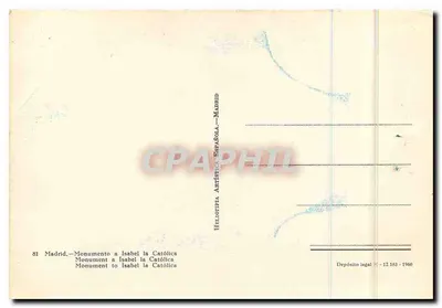 Madryt — Pomnik Izabeli Katarzyny — Heliotopia Artística, Madryt, nr 81 — Rewers