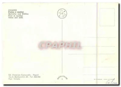 Pompej — Piec i młyny — Wyd. Vincenzo Carcavallo, Neapol — Rewers