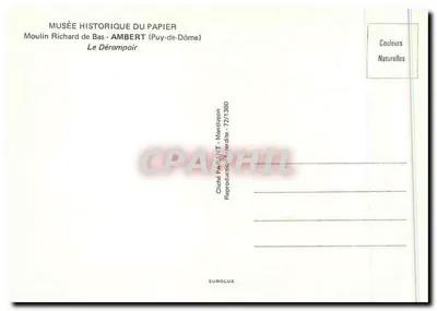 Młyn Richard de Bas — Le Dérompoin — Muzeum Historii Papieru, Ambert (Puy-de-Dôme) — Rewers