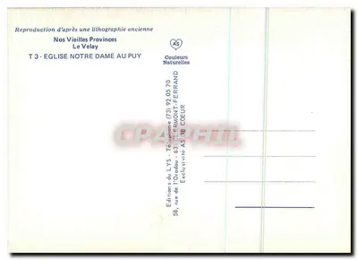 Igreja de Nossa Senhora em Auvergne — Reprodução a partir de uma litografia antiga — Nos Vieilles Provinces, T 3 — Éditions du LYS — Verso