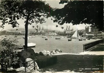 Zurique - Utoquai — vista do lago com barcos — Z 26, editor Verlag Bernhard Kampaluch