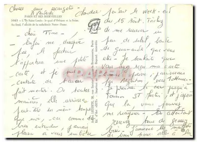 Paryż - Quai d'Orléans i Seina — W tle Katedra Notre-Dame — Éd. d'Art GUY, nr 38 — Rewers