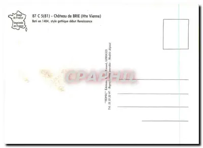 Castelo de Brie — Vienne — Edições TEPEC — Verso