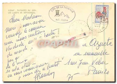 Col da Faucille — Os Lagos de Septmoncel — editor U.S.1647 — Verso