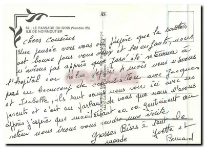 Le Passage du Gois — Vista do passage e do farol — Editor AS, n°62 — Verso