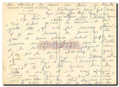 Parque Monceau — París — Editor J. von — n° 6702 — Reverso