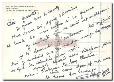 Porto de Saint-Denis — Ilha de Oléron — editor A.P. Aubières — Verso