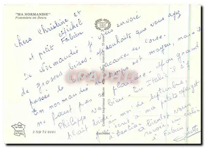 Pommiers em flor — Normandia — Impressor Macon — Verso