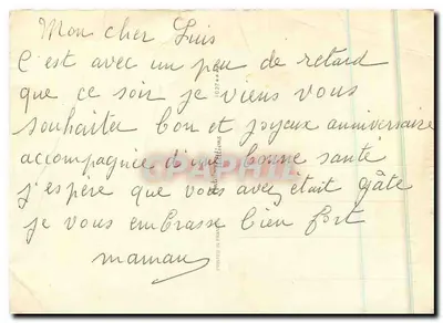 Deux roses rouges — carte d'anniversaire — éditeur imprimeur non visible — Verso
