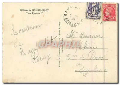 Castelo de Rambouillet — Torre François — Edição R. Thiércelin — Verso