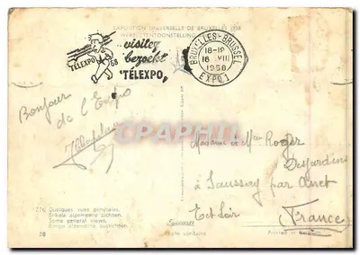Brukselę Expo 1958 — widok panoramiczny i szczegóły pawilonów — wydawca nieznany, nr 28 — Rewers