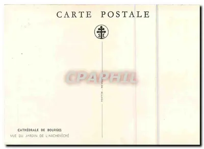 Katedra w Bourges — Widok z ogrodu arcybiskupstwa — Wydawca Foittin — Rewers