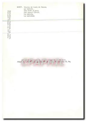 Natividade de Jesus — Horas de Luís de Saboia — Editor: Les Éditions Nomis, Paris — Verso