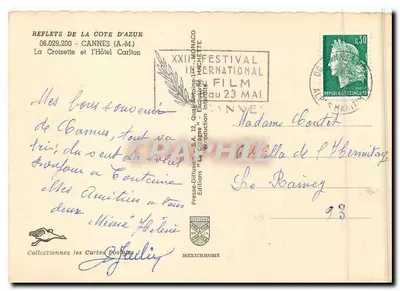La Croisette i Hotel Carlton — Cannes — wydawca Mexichrome, nr 06.029.200 — Rewers