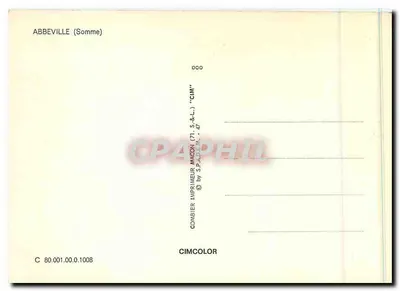 Abbeville — cartão postal turístico com mapa rodoviário e fotos de locais — Impressor CIMCOLOR — Verso