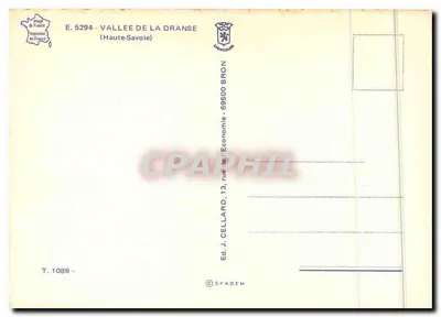 Vale da Dranse — carta postal ilustrada com cartas postais de paisagens e mapa rodoviário — Ed. J. Cellard, Bron — Verso