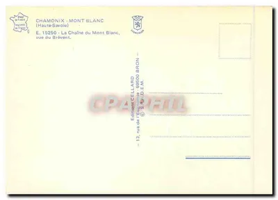 Koła Mont-Blanca — widok z Brévent — Wydawnictwo Cellard — Rewers