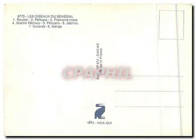 Os Pássaros do SÉNÉGAL — série de 7 pássaros — editor ADP - DAKAR — Verso