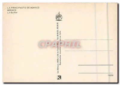 Księstwo Monako — widok z lotu ptaka z Rocher — wydawca MAR — Rewers