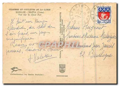 Bastia — Vue sur le vieux Port — Éditions Hachette — Verso