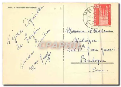 Leysin, restauracja Prafandaz — Foto i wydawnictwo V. Trumper, Leysin, Nr 12 — Rewers