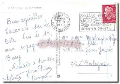 Cap Ferrat — vista panorâmica — Les Éditions « MARB » — Verso