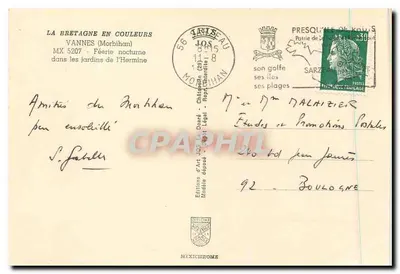 Jardins de l'Hermine — Vannes (Morbihan) — Edições de Arte Jos — Verso