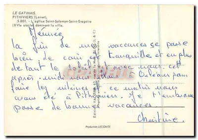 Pithiviers (Loiret) — A Igreja de São Salomão e São Gregório dominando a cidade — Edições VALOIRE — Verso