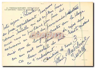 O Castelo em Théoule-sur-Mer — Centro de Férias — editor C.O.A.Z. — Verso
