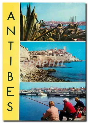 Antibes — vista panorâmica e pescadores no porto — Edições d'Art ALPINE, Nice