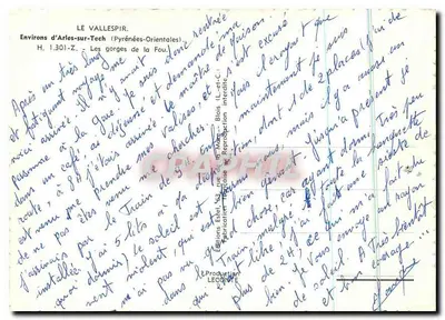 As gargantas da Fou (Arles-sur-Tech) — Editor Estel, n° 1.301-Z — Verso
