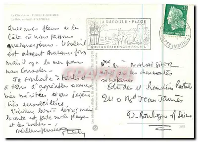 La Napoule - Praia — vista da Alta, editor Les Éditeurs AMALAS - 2683 — Verso