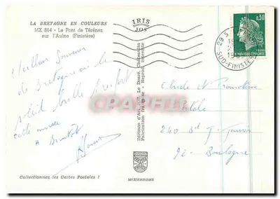 O Ponte de Térénez — sobre a Aulne (Finistère) — Edições de Arte Jos. Châteauin — Verso