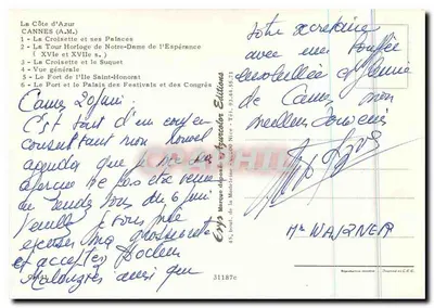 Cannes — Souvenir de CANNES — Wydawca Erys — Rewers