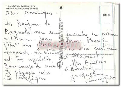 Bagnoles-de-l'Orne — Estação termal — editor Aud Frères — Verso