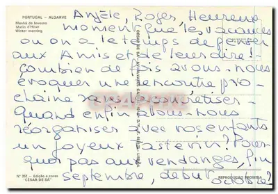 Portugal - Algarve — Manhã de Inverno — Edição César de Sá, n° 352 — Verso