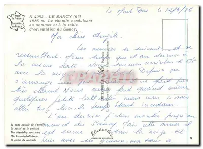 Sancy (63) — 1886 m. Szlak prowadzący na szczyt i do tablicy informacyjnej Sancy — wydawca Elcéc — Rewers