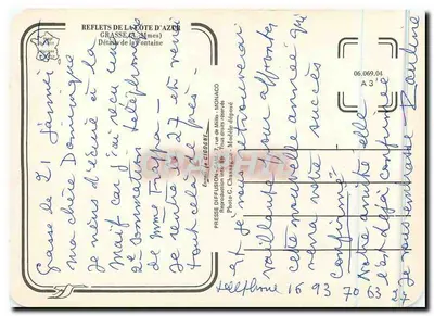 Grasse - A Fontaine — detalhe da fonte — Edição C. Chassagno — Verso