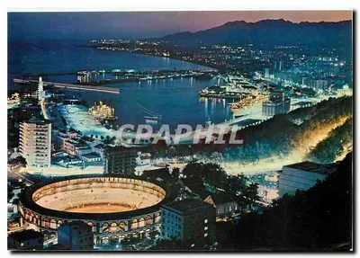 Málaga — Vista parcial à noite — Graphphil