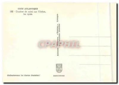 Kraj Atlantycki — zachód słońca nad Oceaniem, cyataty — Editions Modernes, Limoges — Rewers