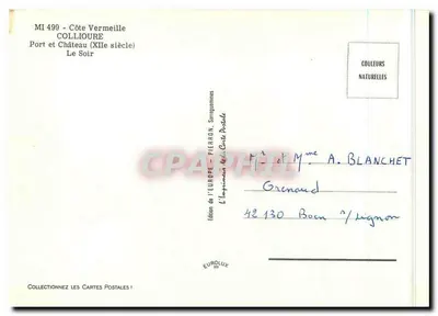 Collionure - Port i Zamek (XIII wiek) — Wydawnictwo Europy, Sarreguemines, n° MI 499 — Rewers