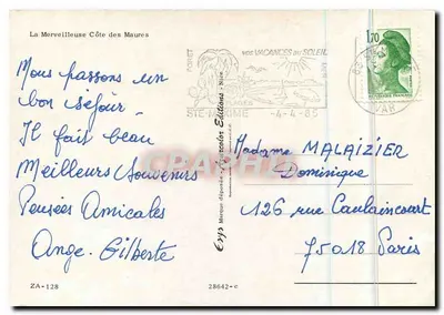 Côte des Maures — panoramiczna wizja Sainte-Maxime, La Croix-Valmer, Grimaud, Cavalaire, Saint-Tropez, Le Lavandou, Ramatuelle, Bormes-les-Mimosas — wydawca FORET, seria ZA-128 — Rewers