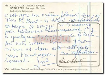 Saint-Paul - A Fonte Provençal — Edições Gilletta, n°489 — Verso