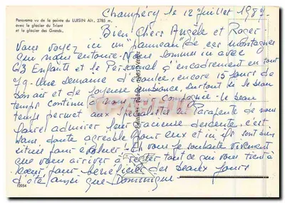 Panorama Aigues-Mortes — Zasnieżone góry z krzyżem na pierwszym planie — n° 12054 — Rewers