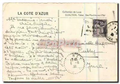 Nowoczesna pocztówka Cote d'Azur St Maxime nad morzem widok ogólny — Rewers