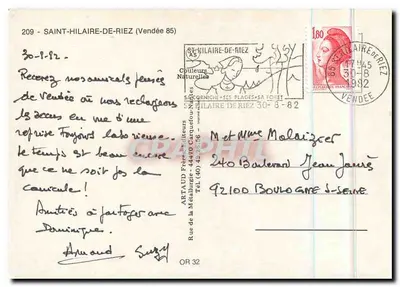 Saint-Hilaire-de-Riez — General view, beaches and rocks — Artaud Frères publisher, n°209 — Back