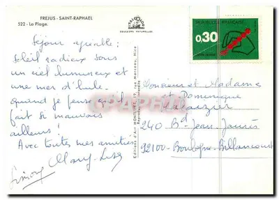 Frejus-Saint-Raphael — A Praia — Edições de Arte Montluët, NICE, n°522 — Verso